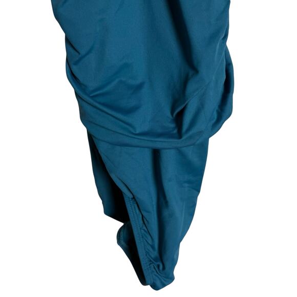 Anne Cole Twist Front Shirred One Piece Swimsuit in Deep Sea Blue Size 16W - Picture 7 of 13
